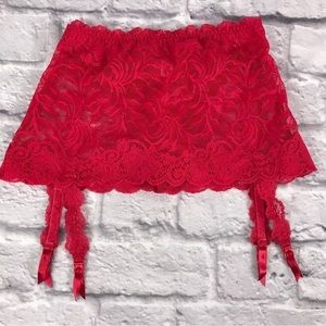Victoria’s Secret Lace Garter Thong Skirt‎ Deadstock Small Red
